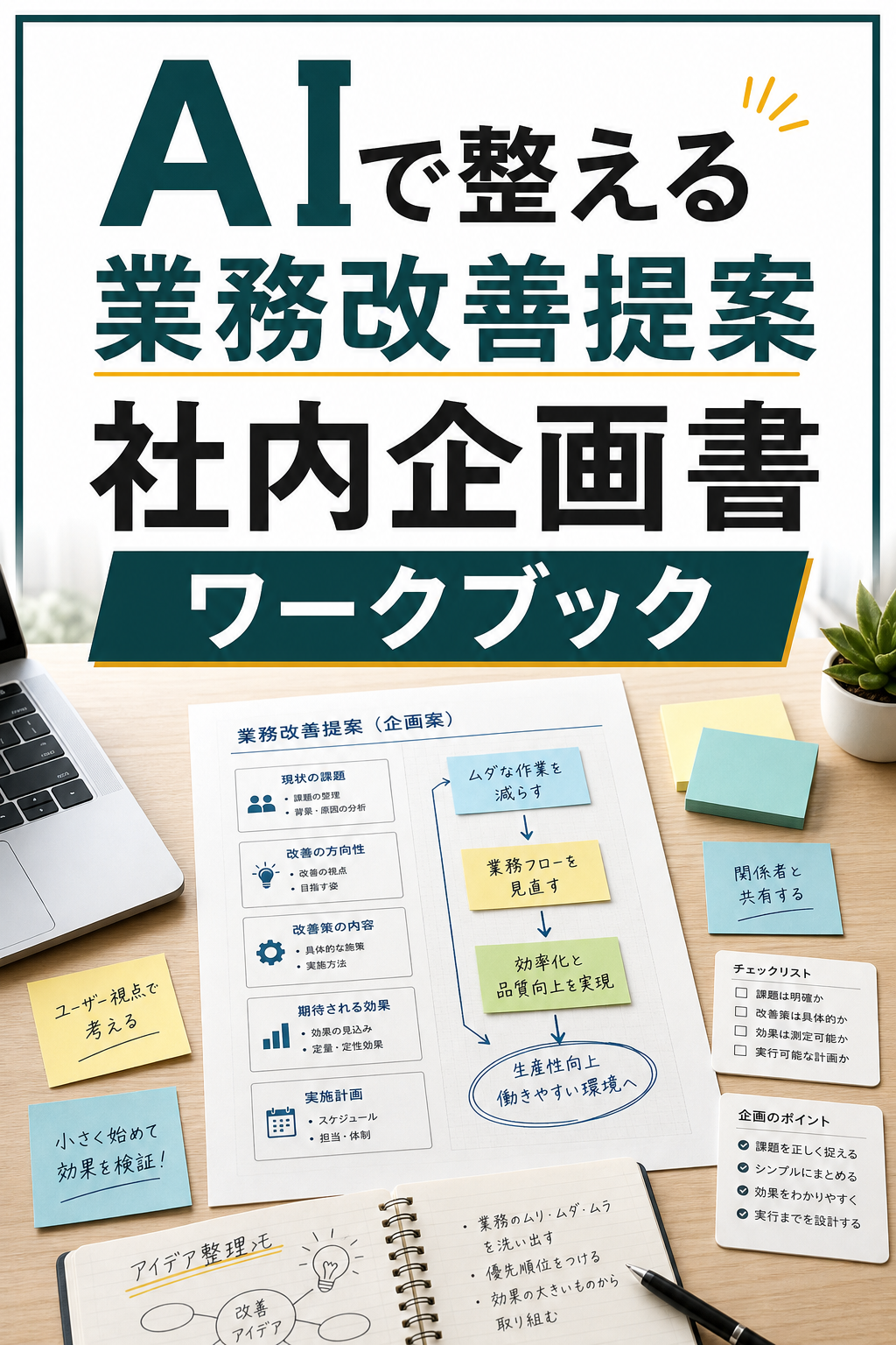 AIで整える業務改善提案・社内企画書ワークブックの表紙