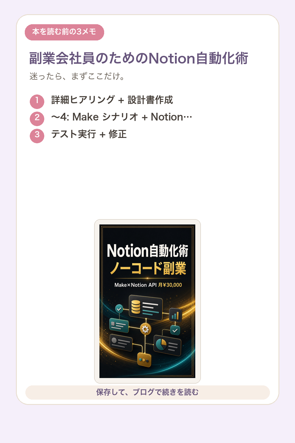 副業会社員のためのNotion自動化術の要点を1枚で整理した図解